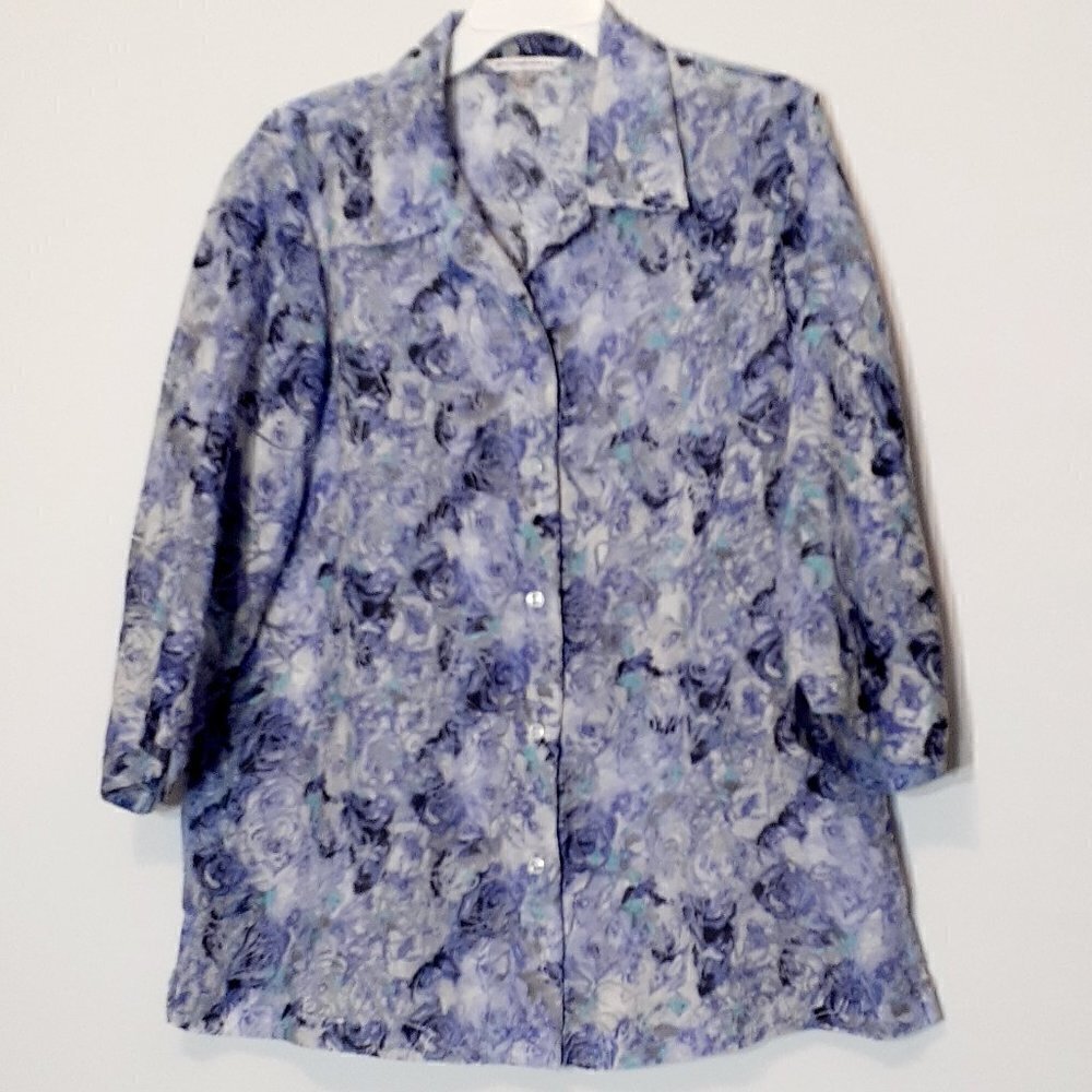 ALLISON DALEY Long Sleeve Chiffon Button Blouse; Lavender; Size 12